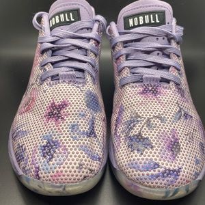 Nobull superfabric trainer purple watercolor floral Mens 7 Women’s 8.5 Gym